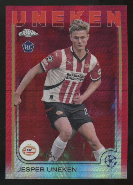 2024-25 Topps Chrome UEFA Club Jesper Uneken RC Red Prism /5 #97