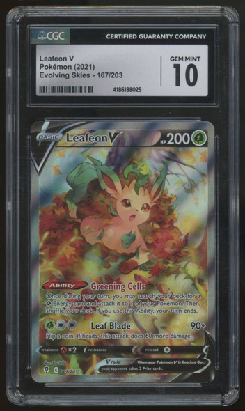 2021 Pokemon Leafeon V Evolving Skies Full Art #167 CGC 10