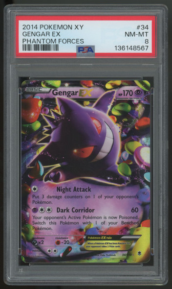 2014 Pokemon Gengar EX Phantom Forces Holo #34 PSA 8