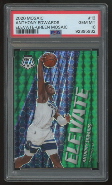 2020-21 Panini Mosaic Anthony Edwards Green Elevate #12 PSA 10