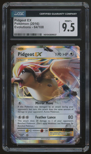 2016 Pokemon Pidgeot EX Evolutions Holo #64 CGC 9.5