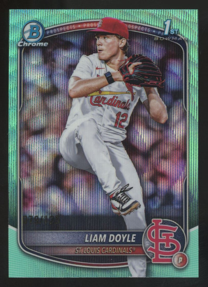 2025 Bowman Chrome Draft Liam Doyle 1st Prospect Aqua Wave /125 #BDC-12