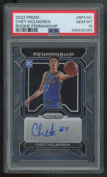 2022-23 Panini Prizm Chet Holmgren RC Rookie Penmanship Auto #RP-CHC PSA 10