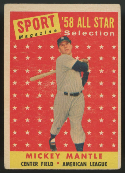 1958 Topps Mickey Mantle All-Star #487 VG "C"