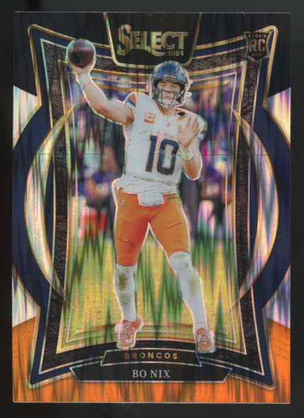 2024 Panini Select Bo Nix RC Concourse Orange & Black Shock #30