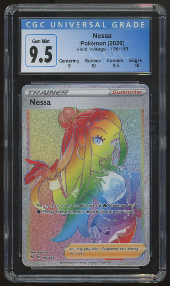 2020 Pokemon Nessa Vivid Voltage Secret Full Art #196 CGC 9.5