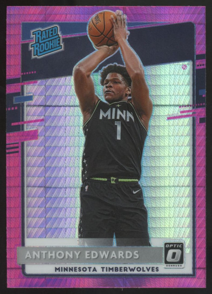 2020-21 Donruss Optic Anthony Edwards RC Rated Rookie Pink Hyper #151 "A"