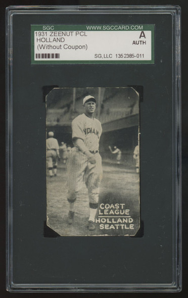 1931 Zee Nut PCL Dutch Holland (Without Coupon) SGC Authentic