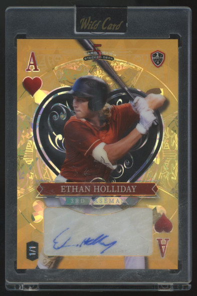 2024 Wild Card 5 Card Draw Ethan Holliday 1st Gold Ace Of Hearts Auto 1/1
