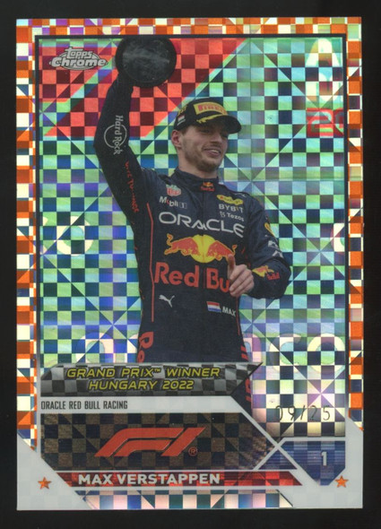 2023 Topps Chrome Formula 1 Max Verstappen Orange Checker Flag X-Fractor /25