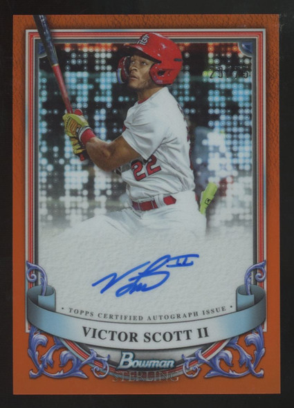 2024 Bowman Sterling Victor Scott II Prospect Orange Refractor Auto /75 #PA-VS