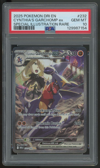 2025 Pokemon Cynthia's Garchomp ex Destined Rivals SIR #232 PSA 10 (B)
