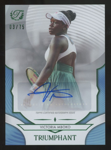 2025 Topps Triumphant Victoria Mboko Hard Court Blue Foil Auto /75 #75-A