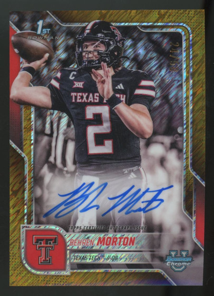 2025 Bowman Chrome University Behren Morton 1st Gold Shimmer Auto /50 #BCA-BM