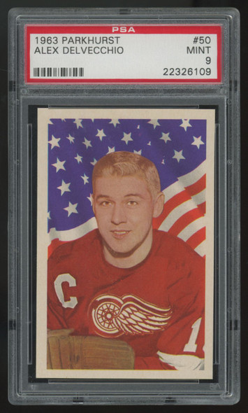 1963-64 Parkhurst Alex Delvecchio #50 PSA 9