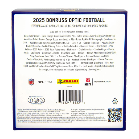 2025 Panini Donruss Optic Football Mega Box (Blue Hyper)