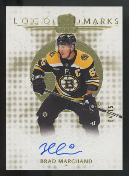 2024-25 Upper Deck The Cup Brad Marchand Logo Marks Gold Auto /15 #LM-BM