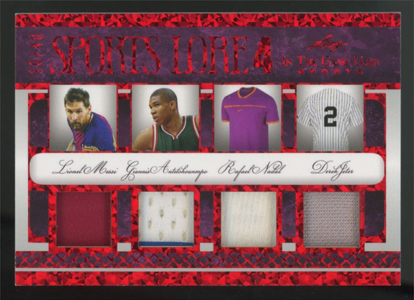 2022 Leaf In The Game Messi/Antetokounmpo/Nadal/Jeter Sports Lore Quad Patch /40