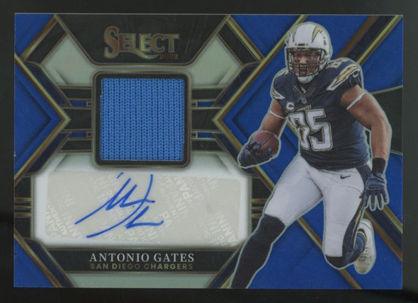 2022 Panini Select Antonio Gates Blue Prizm Patch Auto /75 #SMP-AG