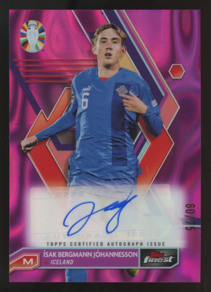 2023 Topps Finest Road To UEFA Isak Bergmann Johannesson Fuchsia Lava Auto /75