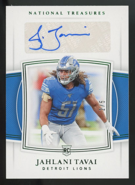 2019 Panini National Treasures Jahlani Tavai RC Emerald Auto /5 #113