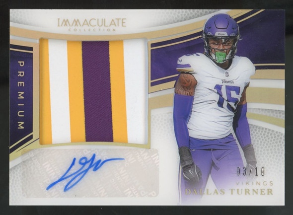 2025 Panini Immaculate Dallas Turner Gold Premium Patch Auto /10 #PPA-DTR