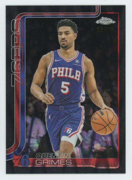 2025-26 Topps Chrome Quentin Grimes Black Raywave Refractor /10 #197
