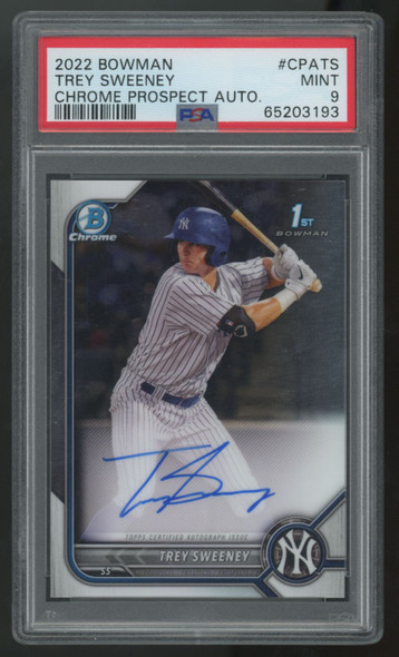 2022 Bowman Trey Sweeney 1st Prospect Chrome Auto #CPA-TS PSA 9
