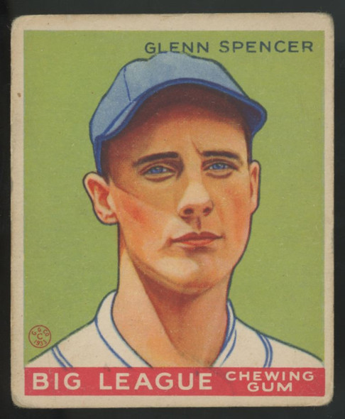 1933 Goudey Glenn Spencer Big League Gum #84 G/VG