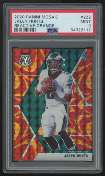 2020 Panini Mosaic Jalen Hurts RC Reactive Orange #222 PSA 9