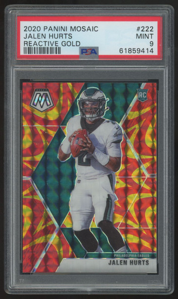 2020 Panini Mosaic Jalen Hurts RC Reactive Gold #222 PSA 9