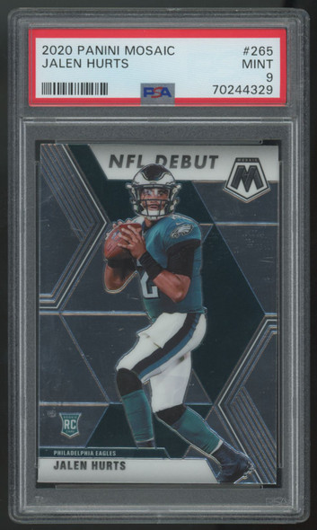 2020 Panini Mosaic Jalen Hurts RC Debut #265 PSA 9