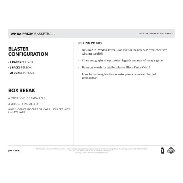 2025 Panini Prizm WNBA Basketball Blaster (Ice Prizms) Case (20)