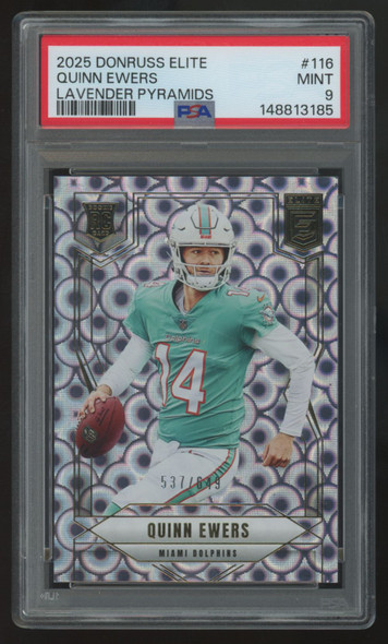 2025 Panini Donruss Elite Quinn Ewers RC Lavender Pyramids /649 #116 PSA 9