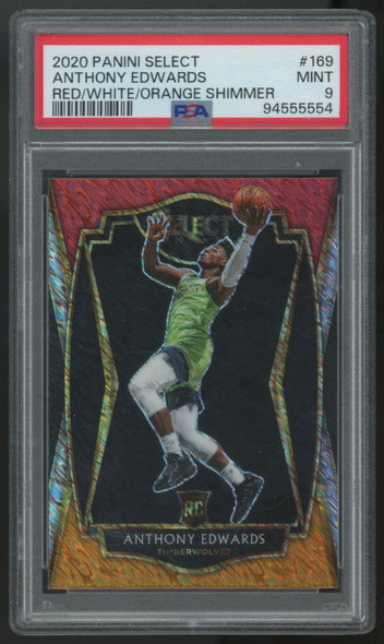 2020-21 Select Anthony Edwards RC Premier Level Red/White/Orange Shimmer PSA 9
