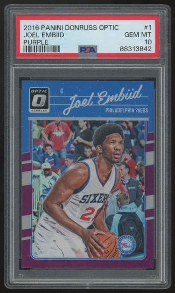 2016-17 Panini Donruss Optic Joel Embiid Purple #1 PSA 10