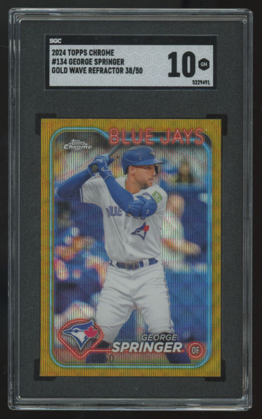 2024 Topps Chrome George Springer Gold Wave Refractor /50 #134 SGC 10