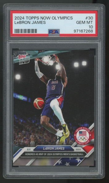 2024 Topps Now Olympics LeBron James Honored MVP #30 PSA 10
