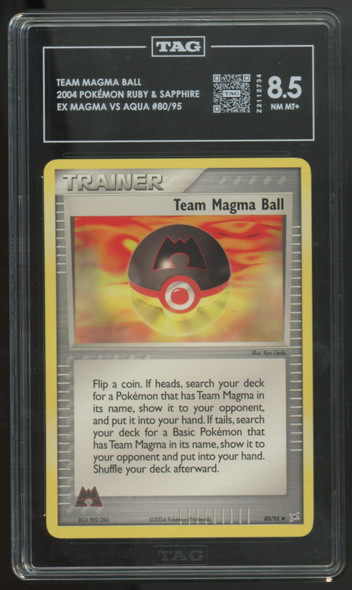 2004 Pokemon Team Magma Ball EX Magma Vs Aqua #80 TAG 8.5