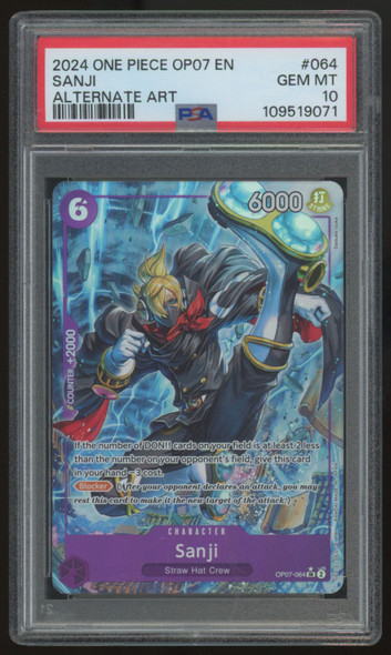 2024 One Piece Sanji OP07 Alternate Art #064 PSA 10