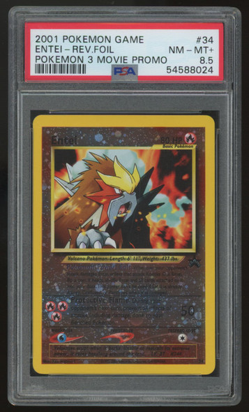 2001 Pokemon Entei Reverse Holo Movie Promo #34 PSA 8.5