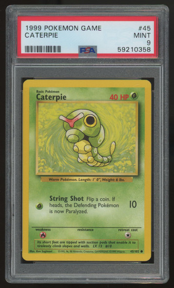 1999 Pokemon Caterpie Base Set #45 PSA 9