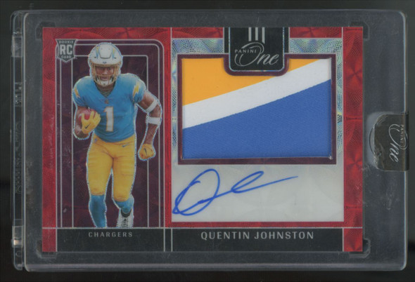 2023 Panini One Quentin Johnston RC Red Precision Patch Auto RPA /25 #308