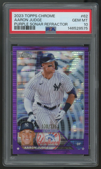 2023 Topps Chrome Aaron Judge Purple Sonar Refractor /275 #62 PSA 10