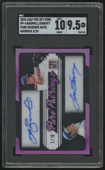 2023 Leaf Pro Set Pure Bagwell/Garvey Magenta Pairings Dual Auto /10 SGC 9.5 10
