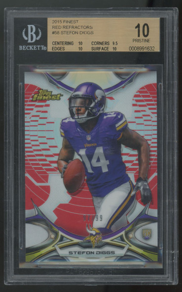 2015 Topps Finest Stefon Diggs RC Red Refractor /99 #58 BGS 10