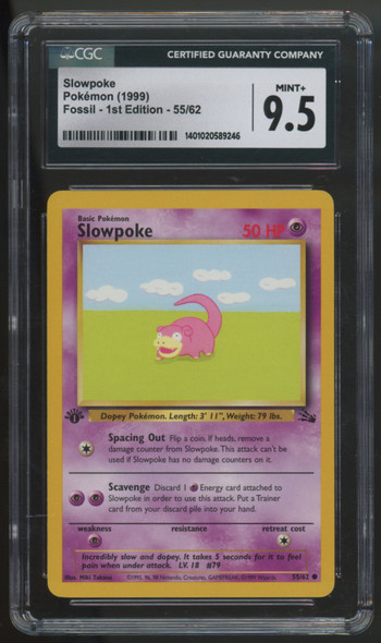 1999 Pokemon Slowpoke Fossil 1st Edition #55 CGC 9.5