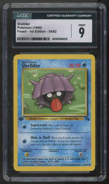 1999 Pokemon Shellder Fossil 1st Edition #54 CGC 9