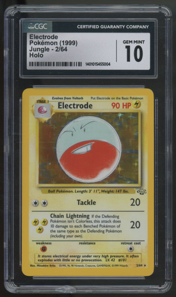1999 Pokemon Electrode Jungle Unlimited Holo #2 CGC 10