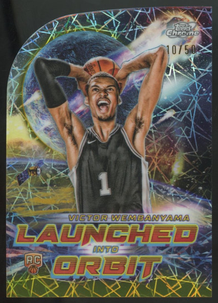 2023-24 Topps Cosmic Chrome Victor Wembanyama RC Gold Launched Into Orbit /50